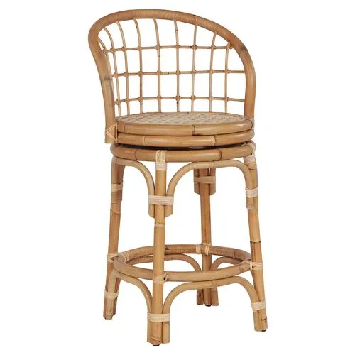 Coastal Living Bailey Rattan Swivel Counter Stool - Natural