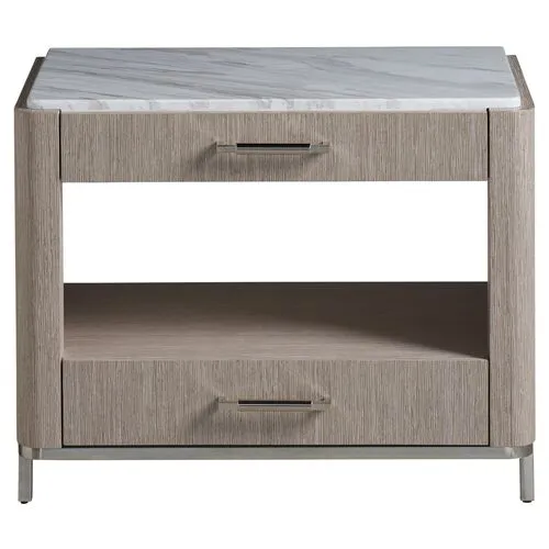 Kelsey Stone Top 2-Drawer Nightstand - Grey/White