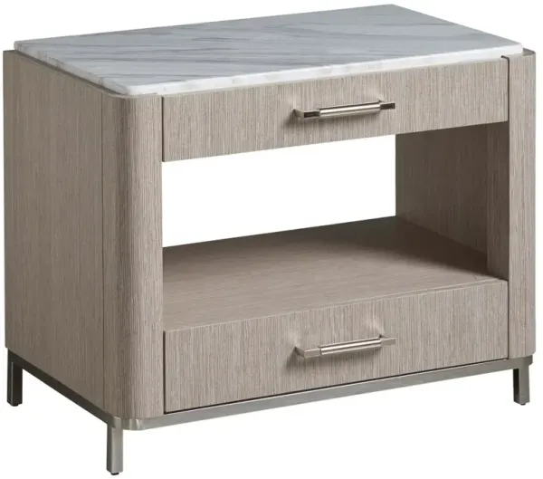 Kelsey Stone Top 2-Drawer Nightstand, Grey/White