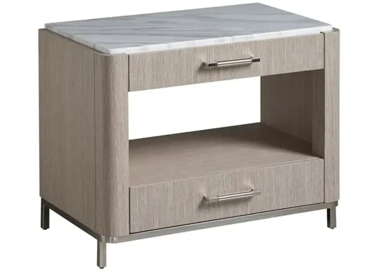 Kelsey Stone Top 2-Drawer Nightstand - Grey/White