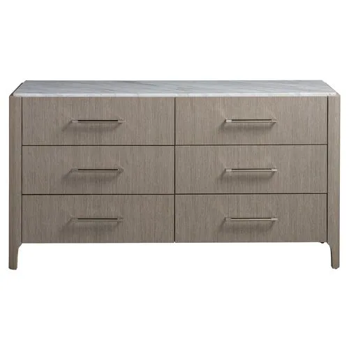 Kelsey Stone Top 6-Drawer Dresser - Grey/White - Gray