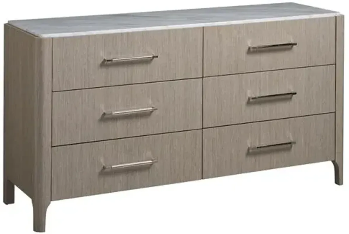 Kelsey Stone Top 6-Drawer Dresser - Grey/White - Gray