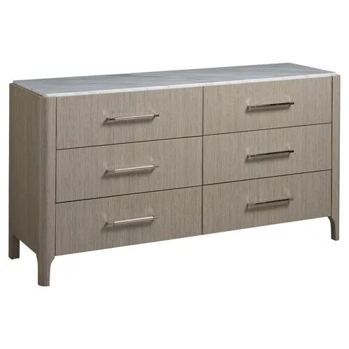 Kelsey Stone Top 6-Drawer Dresser - Grey/White - Gray