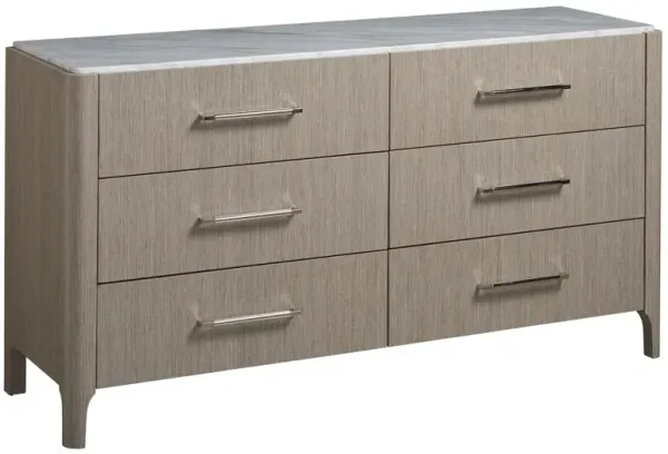 Kelsey Stone Top 6-Drawer Dresser, Grey/White