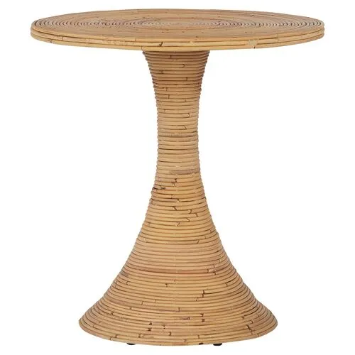 Coastal Living Macie Rattan Accent Table - Natural - Beige - 24Dia x 25H in