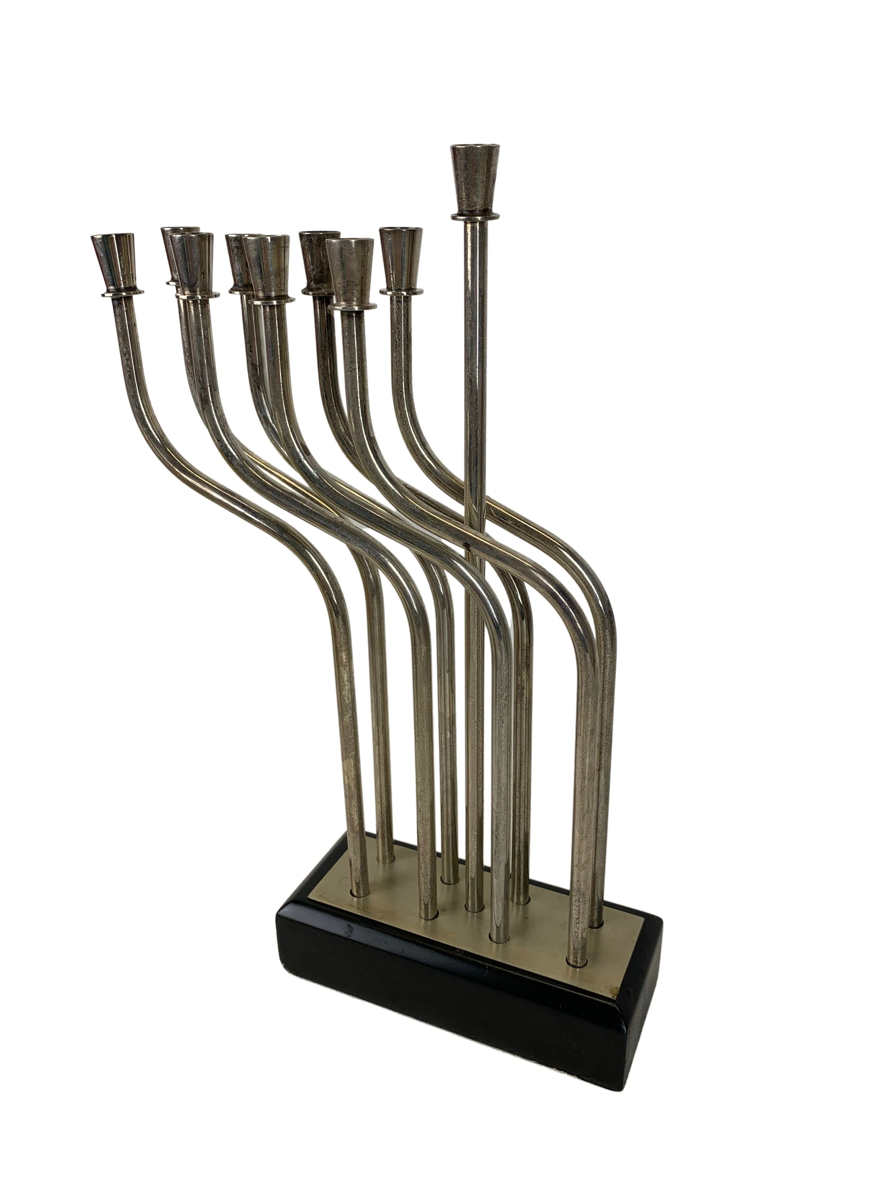 Silverplate Modernist Hanukah Menorah - Eat Drink Home