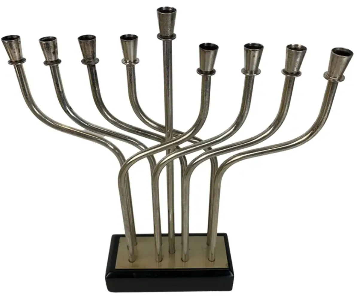 Silverplate Modernist Hanukah Menorah - Eat Drink Home