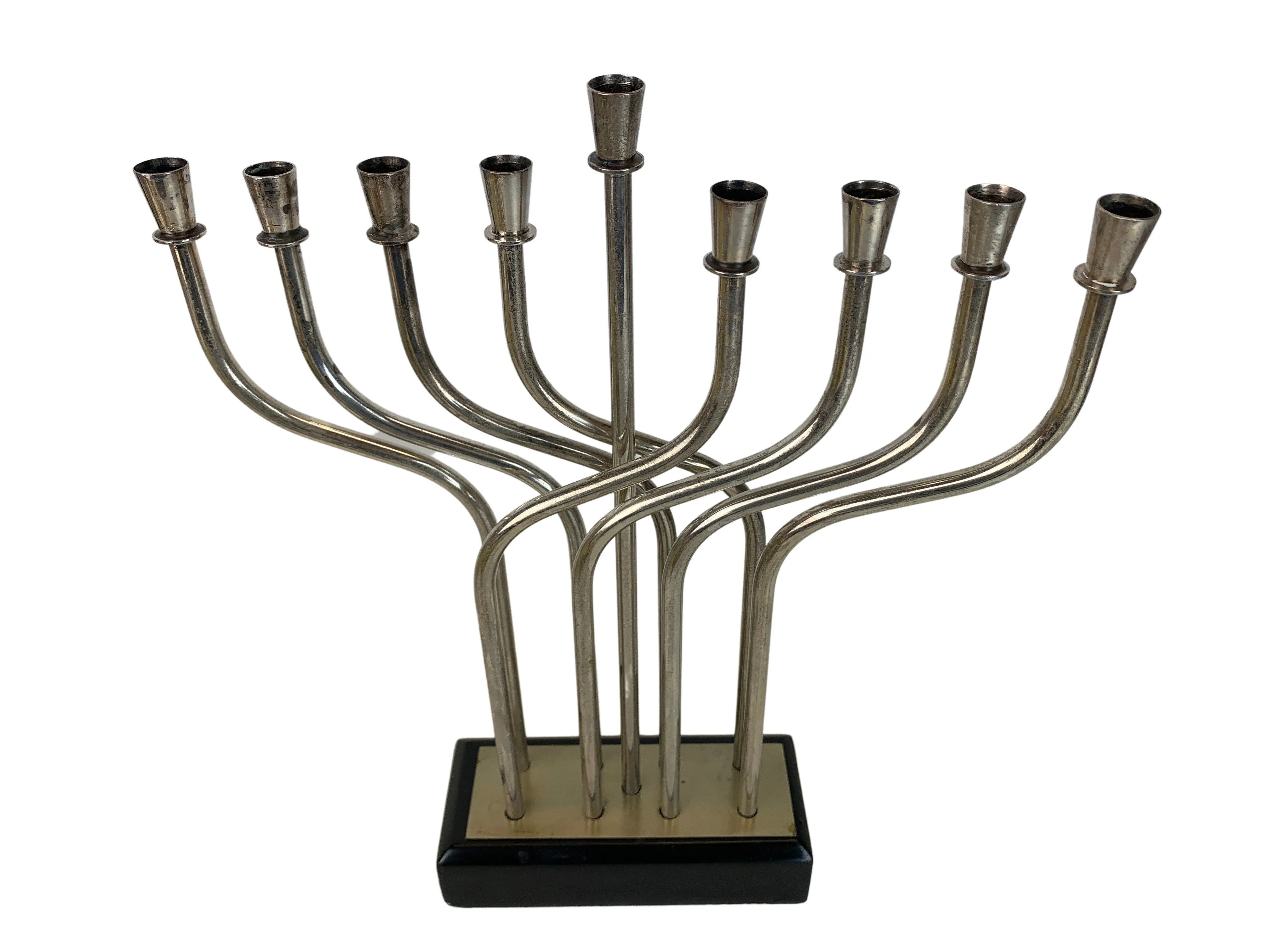 Silverplate Modernist Hanukah Menorah - Eat Drink Home