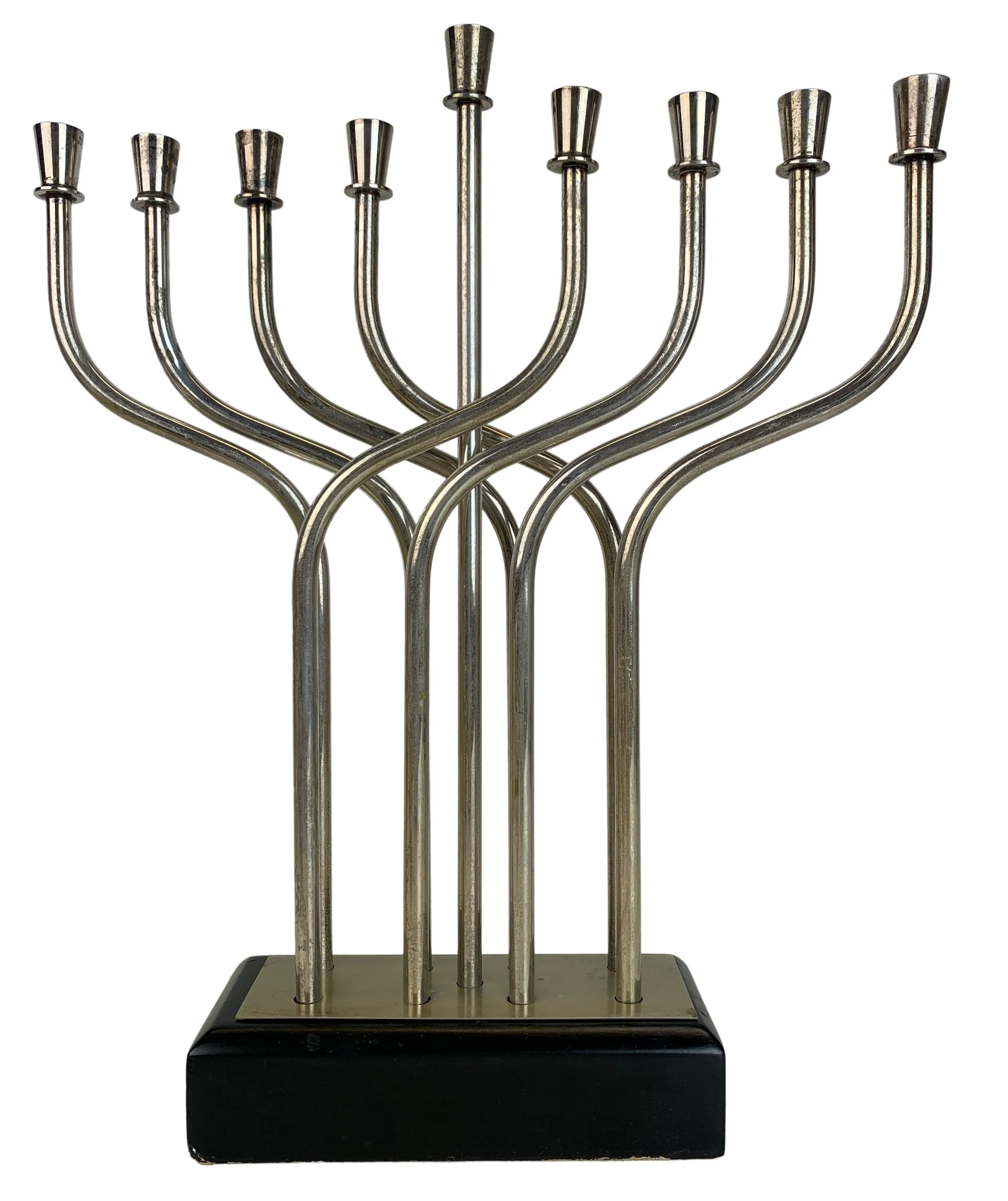 Silverplate Modernist Hanukah Menorah - Eat Drink Home