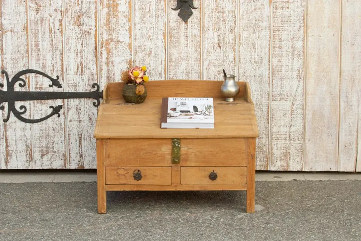 19th C. British Colonial Teak Low Desk - de-cor - Brown