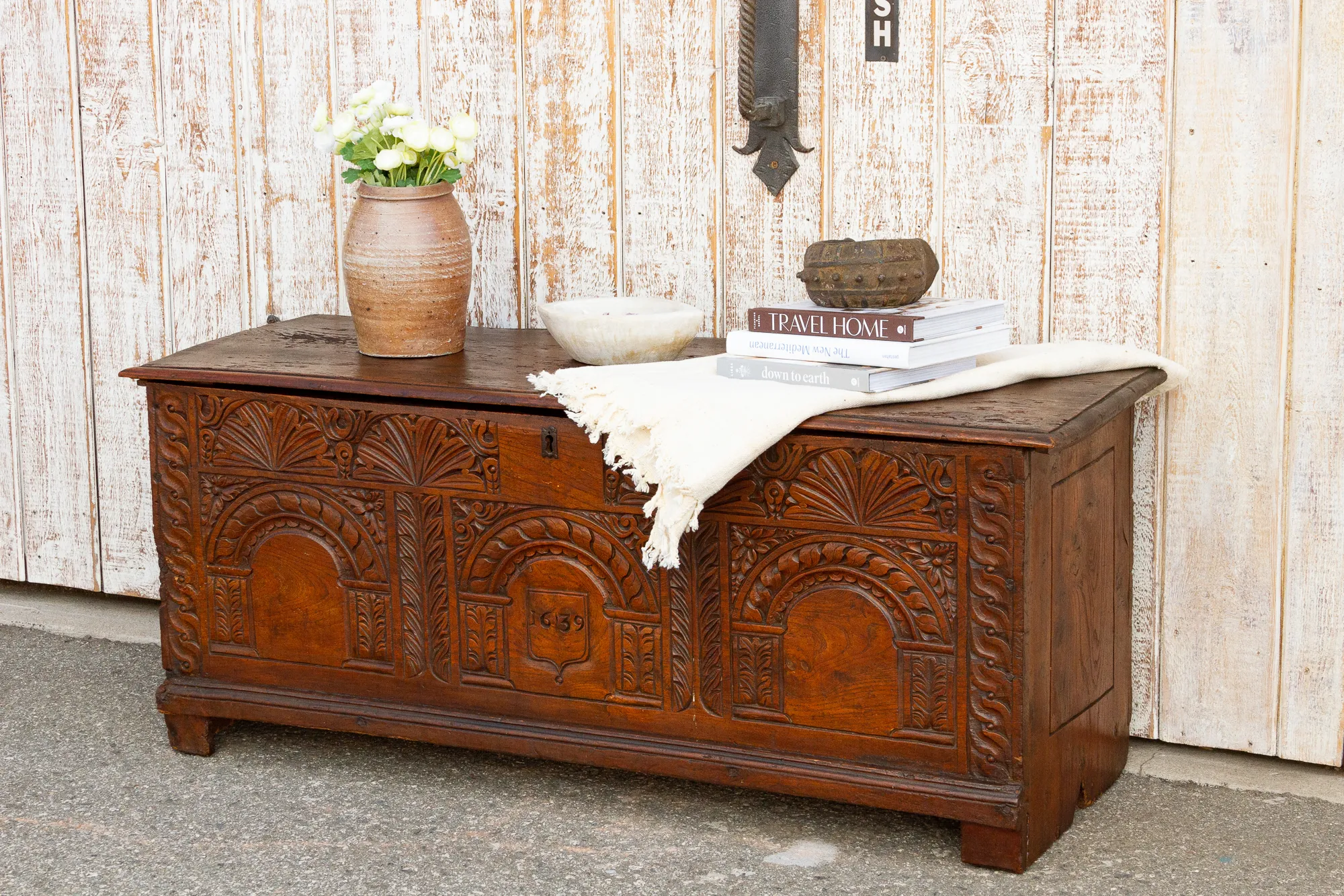 17th Century French Carved Chest - de-cor - Brown