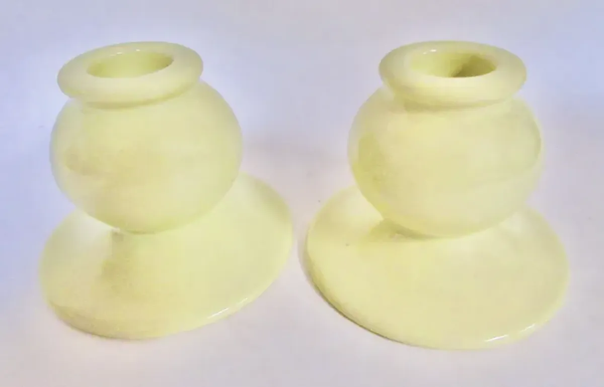 1940s California Pottery Candlesticks - The Emporium Ltd. - Yellow