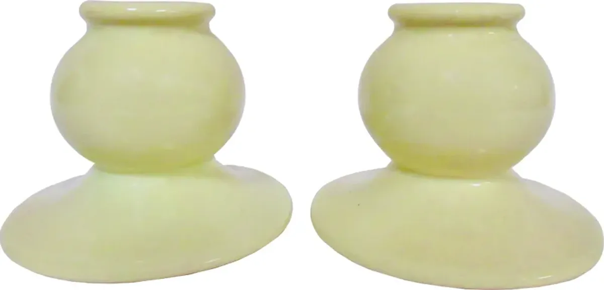 1940s California Pottery Candlesticks - The Emporium Ltd. - Yellow