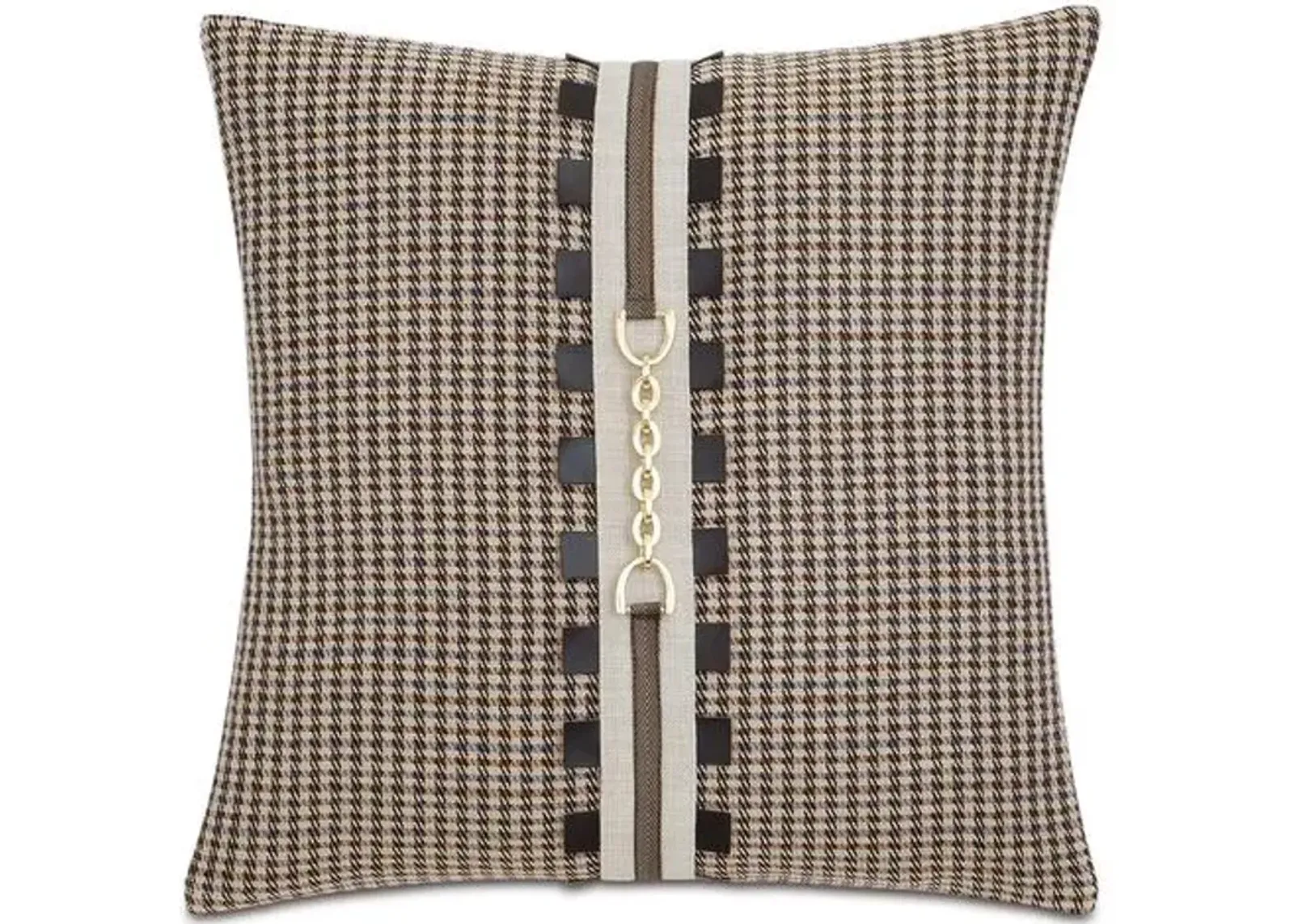 Carrie 20x20 Houndstooth Pillow - Brown