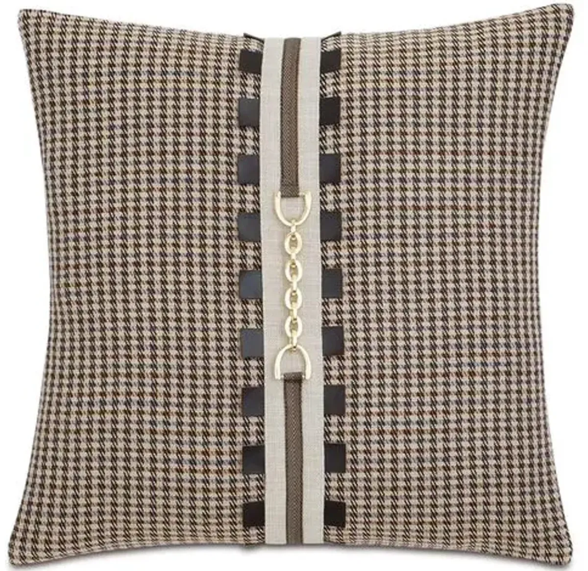 Carrie 20x20 Houndstooth Pillow - Brown