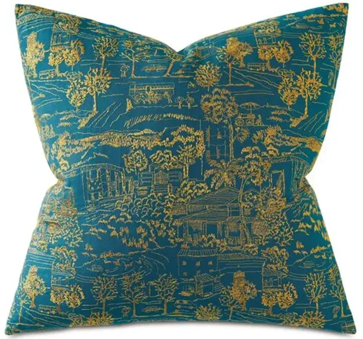 Macie 22x22 Toile Pillow - Blue