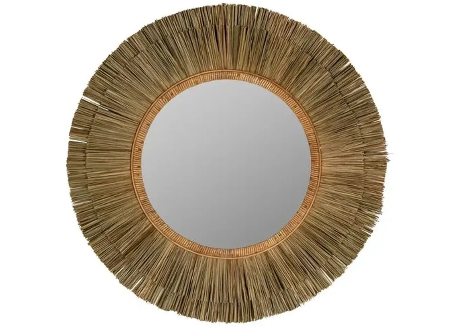 Aidan 34" Round Seagrass Wall Mirror - Natural