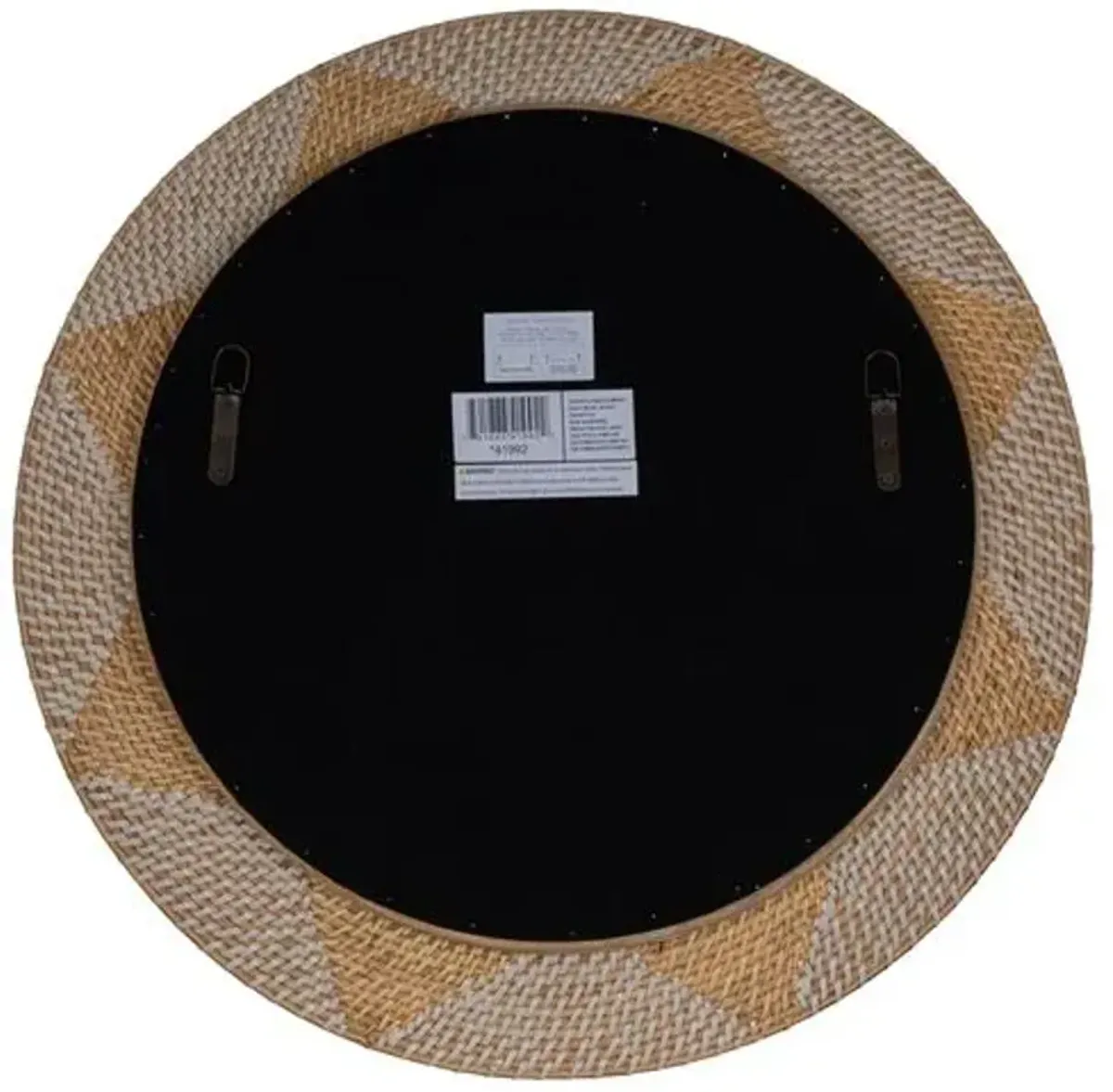 Gracie Rattan 30" Round Wall Mirror - Natural/White