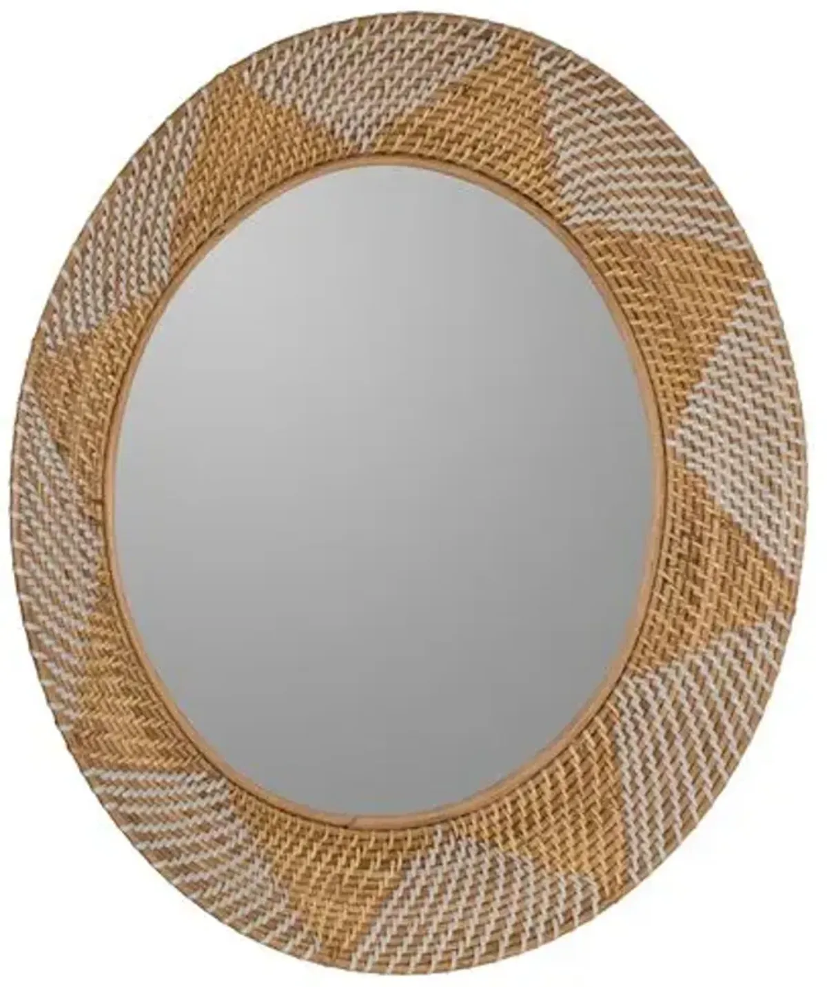 Gracie Rattan 30" Round Wall Mirror - Natural/White