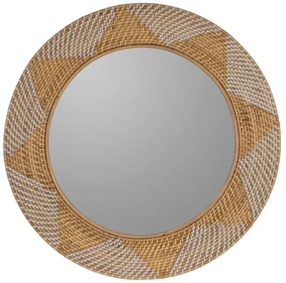 Gracie Rattan 30" Round Wall Mirror - Natural/White