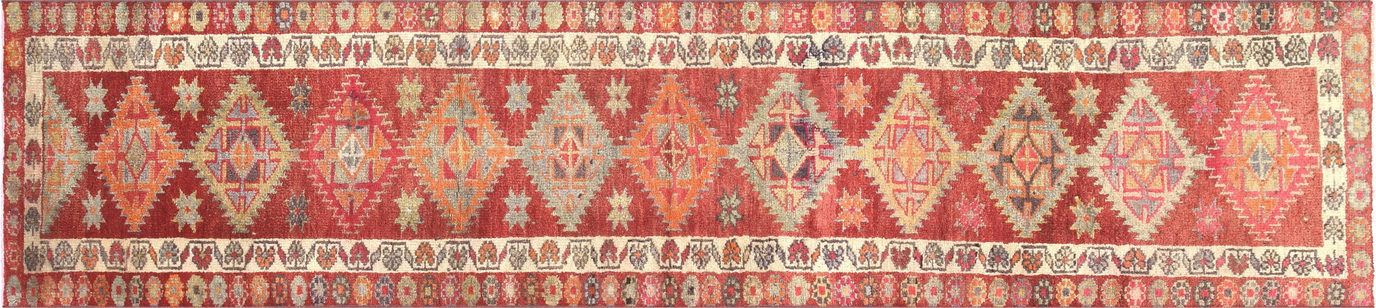 1960s Turkish Oushak Runner - 2'7" x 11' - Nalbandian - Red