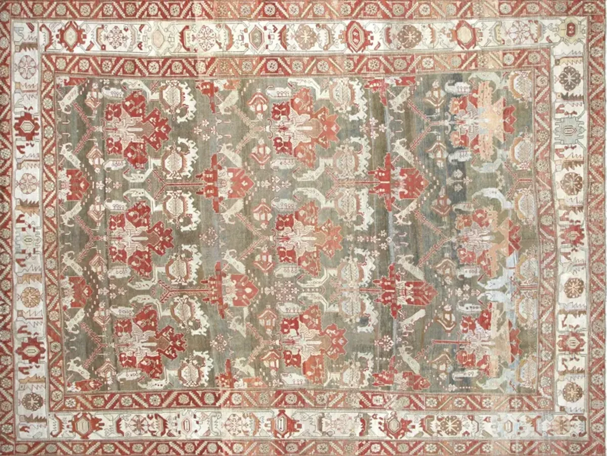 1910s Persian Baktiari Rug - 12'3"x16'1" - Nalbandian - Red - Red