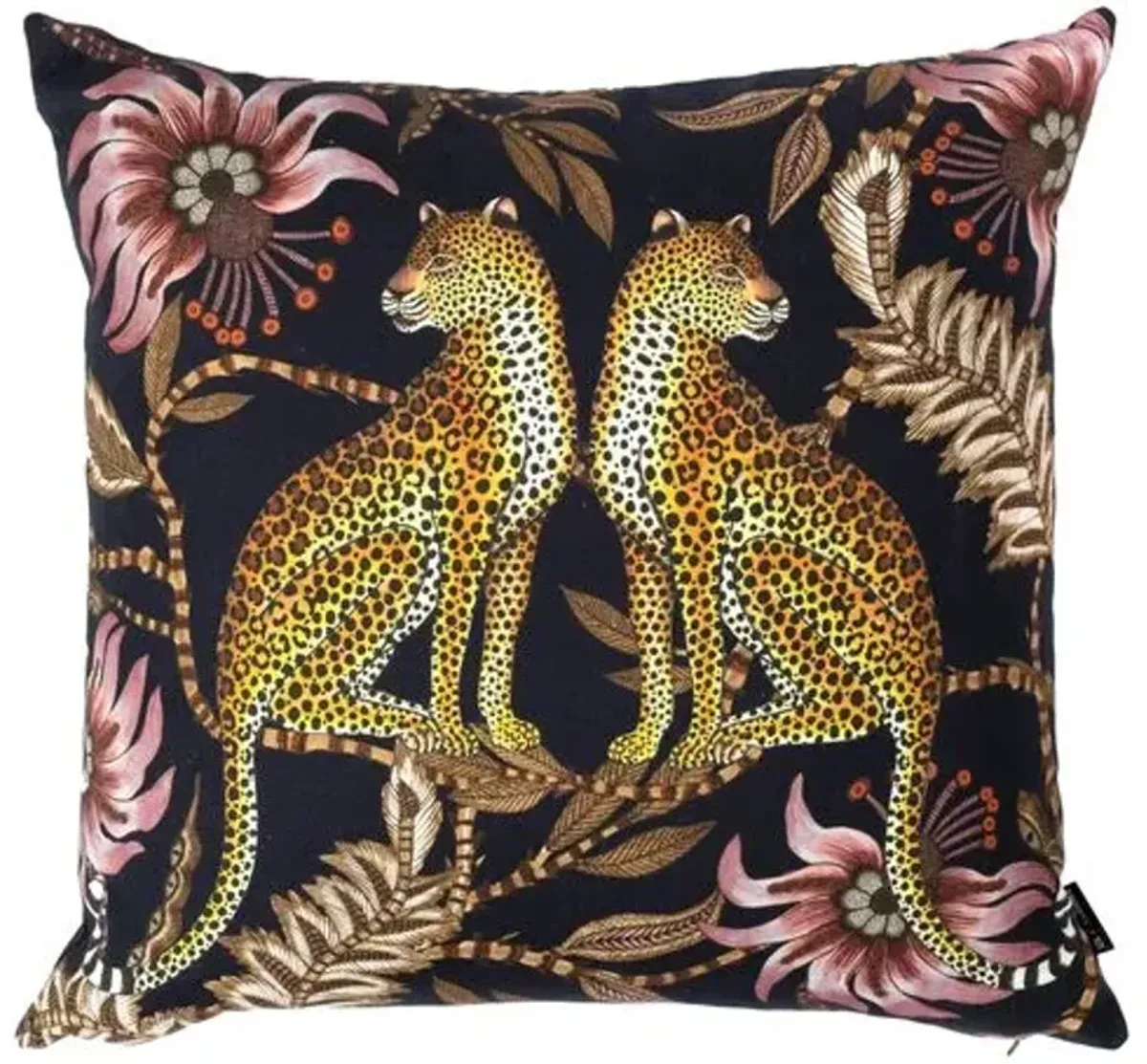 Lovebird Leopards 20x20 Pillow - Black - Ngala Trading Co.