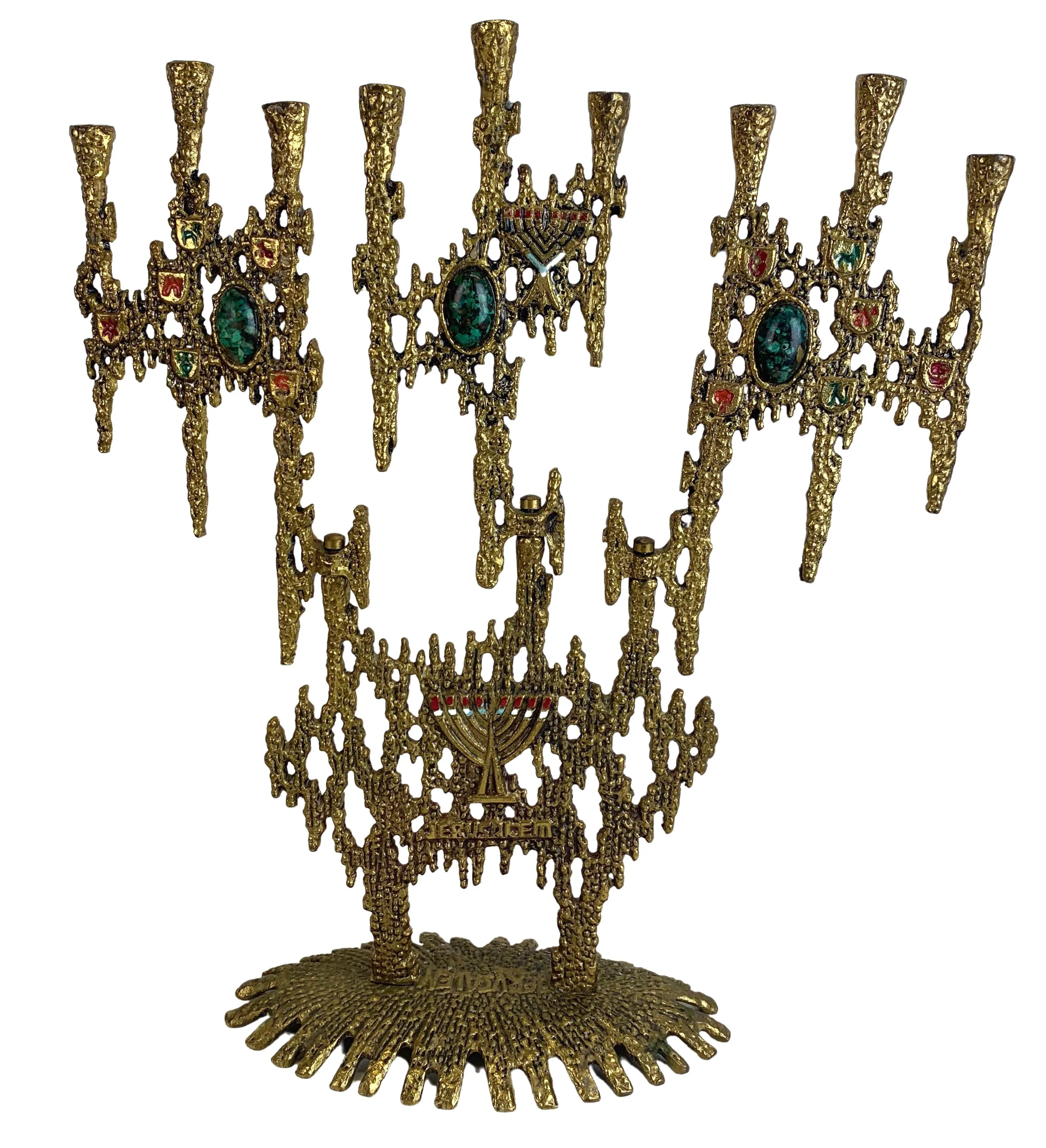 Brutalist Hanukah Menorah by Wainberg - Eat Drink Home - Gold