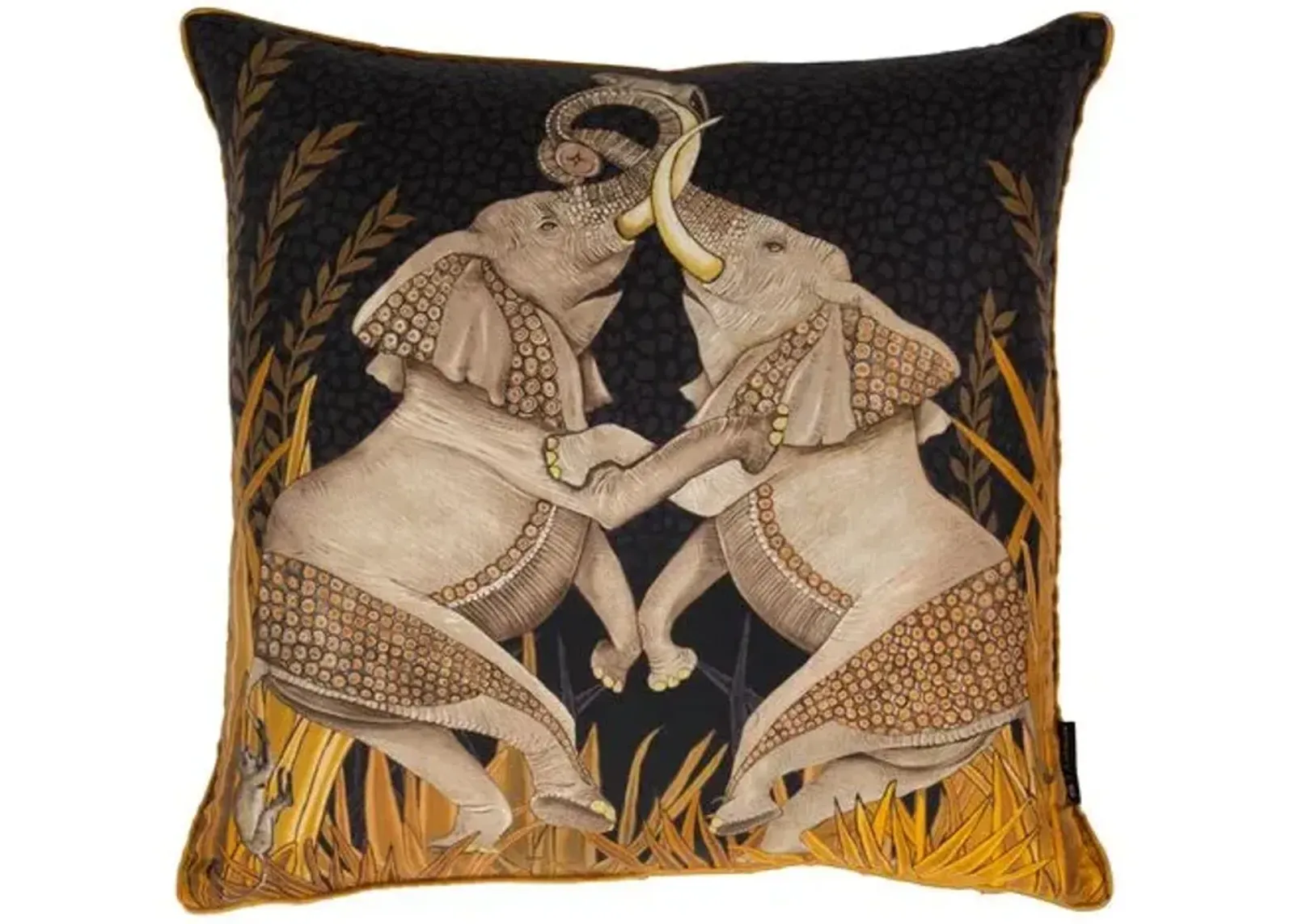 Dancing Elephants 16x16 Pillow - Black/Brown - Ngala Trading Co. - Handcrafted