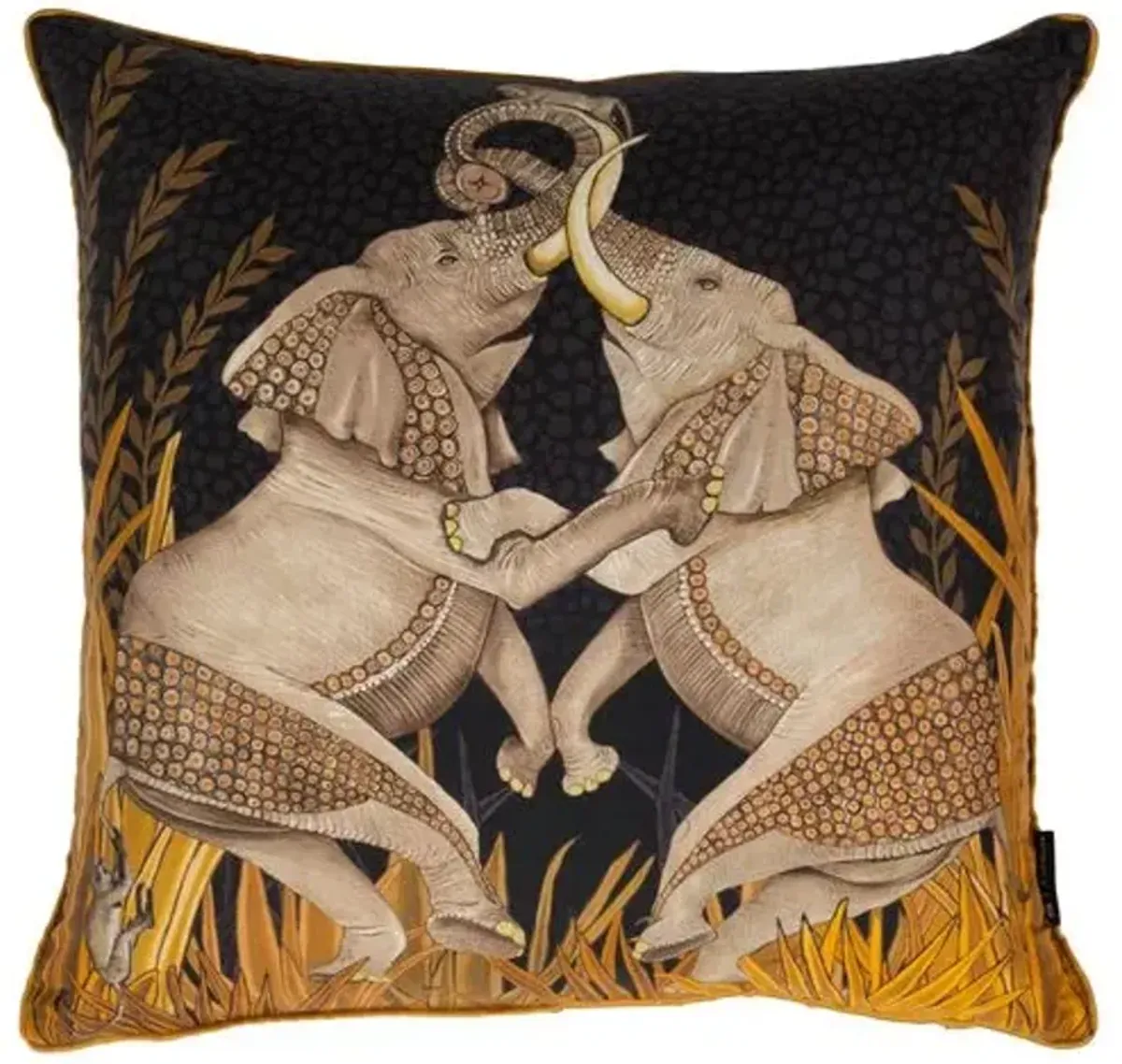 Dancing Elephants 16x16 Pillow - Black/Brown - Ngala Trading Co. - Handcrafted