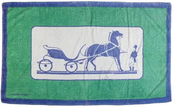 Hermes Vintage Carriage Blue Beach Towel