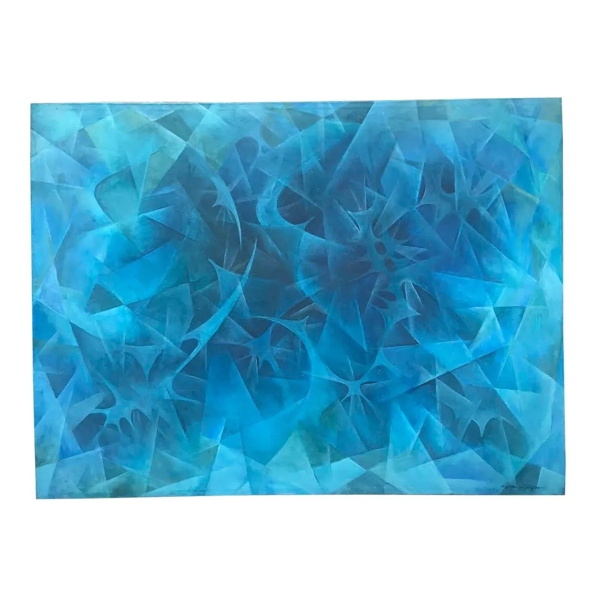 Limited Edition - Modern Abstract Painting by De Stefano - Antiquarian Art Company - Blue