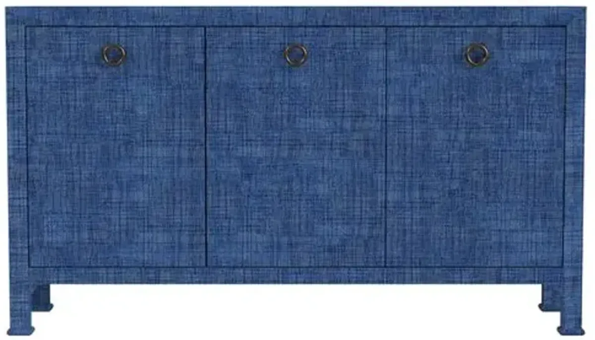 Kos Raffia 3-Door Sideboard - Blue