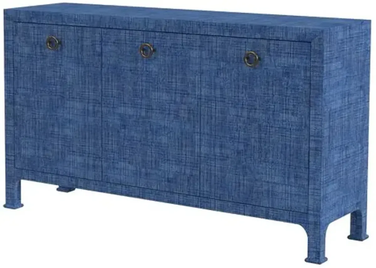 Kos Raffia 3-Door Sideboard - Blue