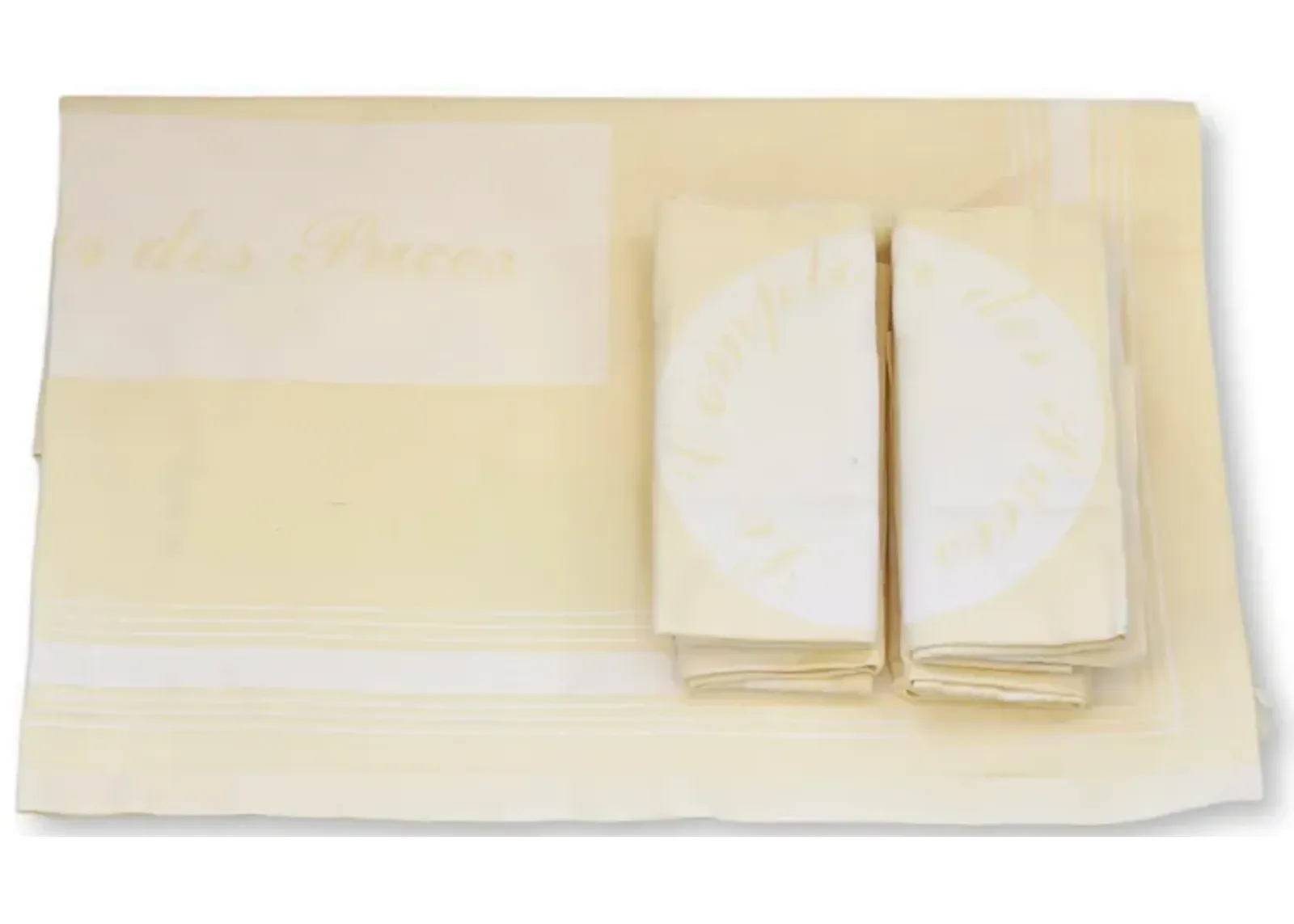 Paris Flea Market Cafe Table Linens - 7Pc - Rose Victoria - Yellow