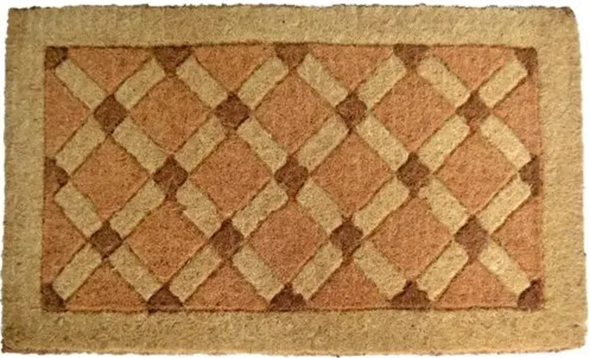 Colored Cross Board Doormat - Brown - Handcrafted