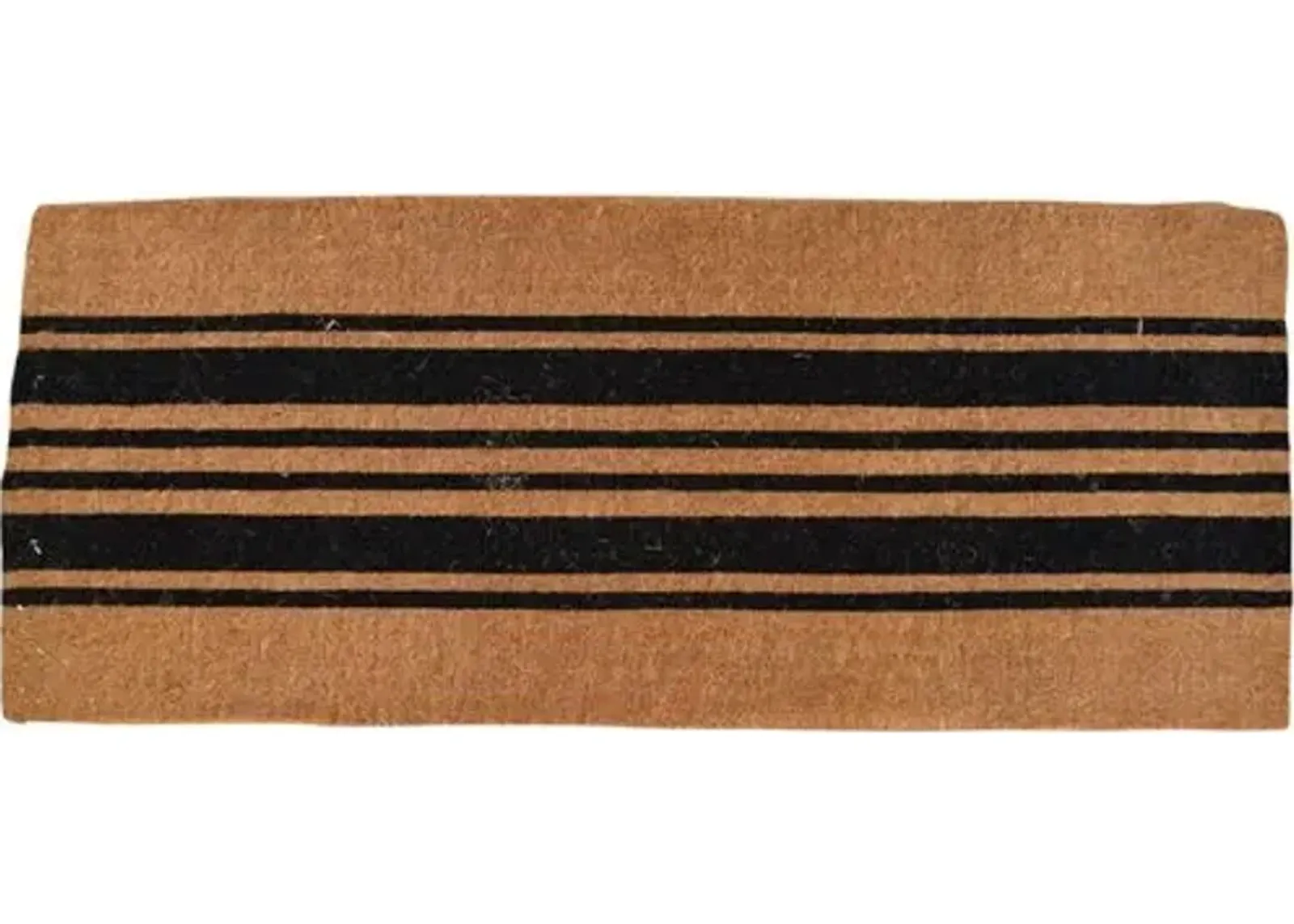 24x60 Black & Natural Stripes Doormat - Handcrafted - Brown