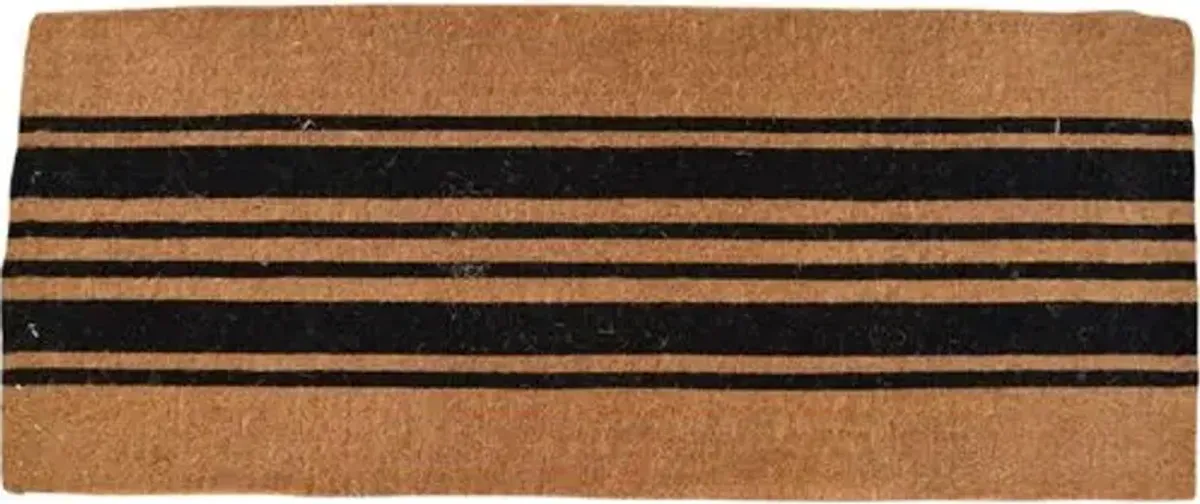 24x60 Black & Natural Stripes Doormat - Handcrafted - Brown