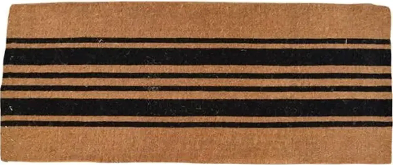 24x60 Black & Natural Stripes Doormat - Handcrafted - Brown