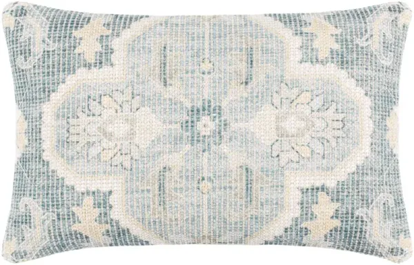 Drew 14x22 Lumbar Pillow, Cream/Teal