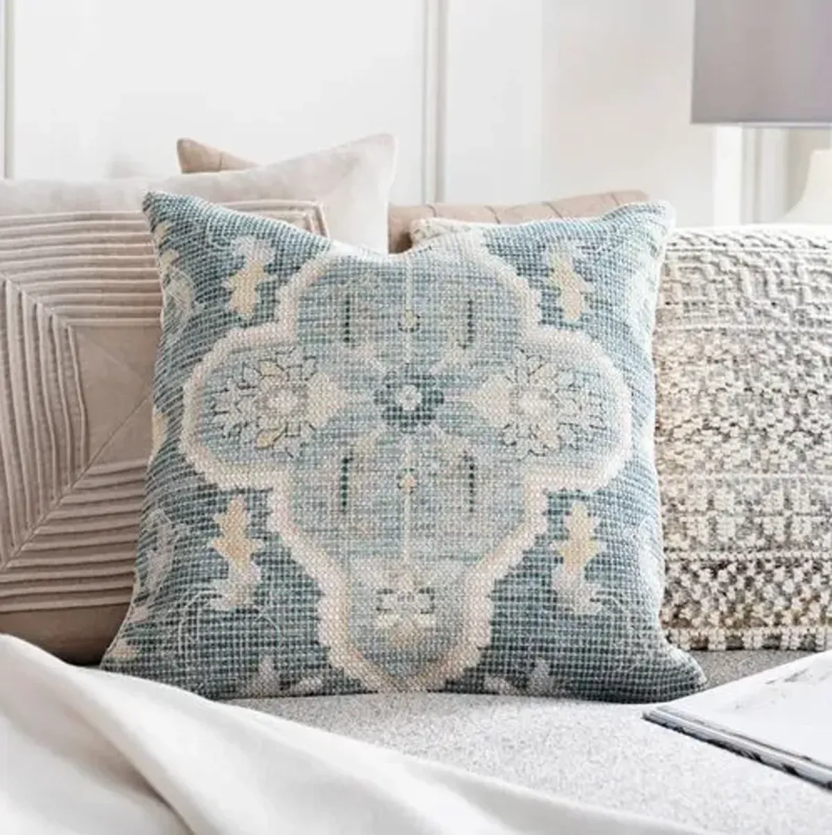 Drew Pillow - Cream/Teal