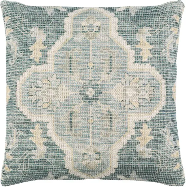 Drew  Pillow, Cream/Teal