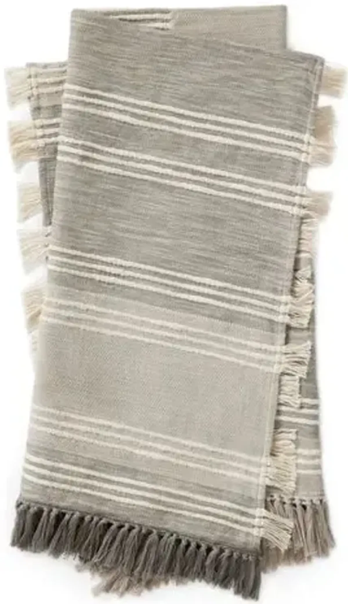 Cardiff Throw - Gray/Ivory - Amber Lewis x Loloi, Fringed