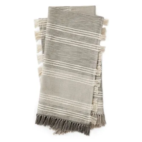 Cardiff Throw - Gray/Ivory - Amber Lewis x Loloi, Fringed