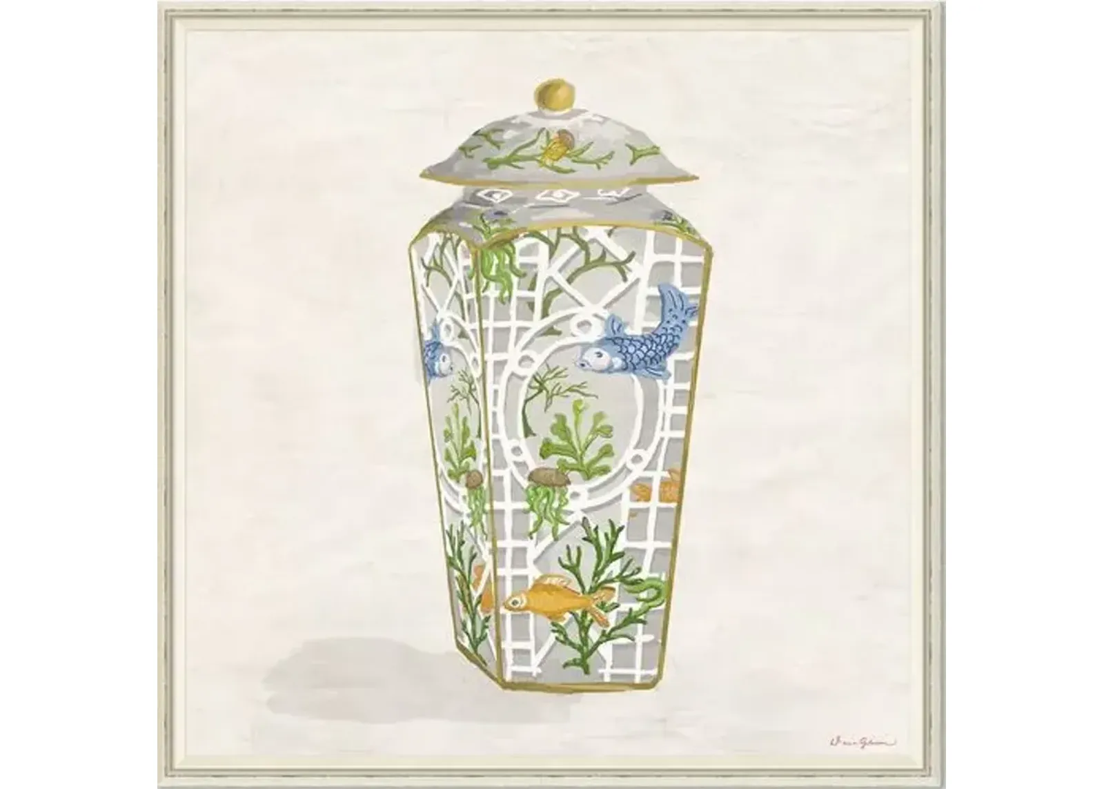 Dana Gibson - Fish Bowl Jar in Blue - Soicher Marin - Beige