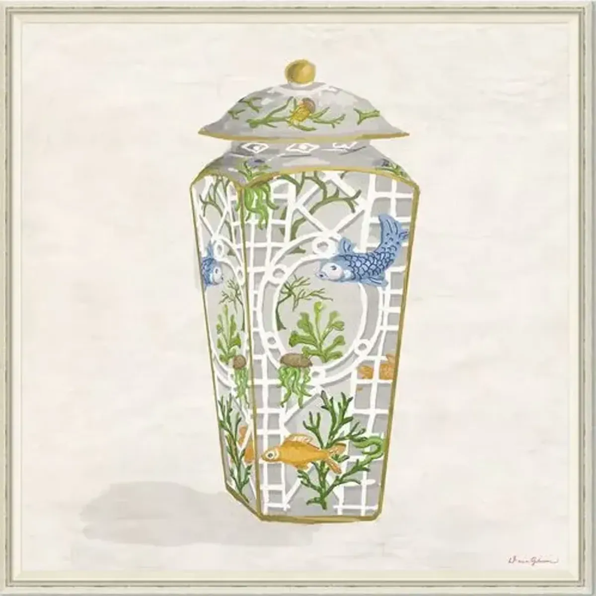 Dana Gibson - Fish Bowl Jar in Blue - Soicher Marin - Beige