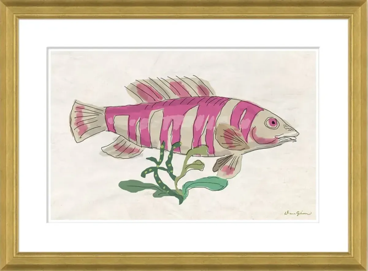 Dana Gibson, Fish Plaque Pink Stripe