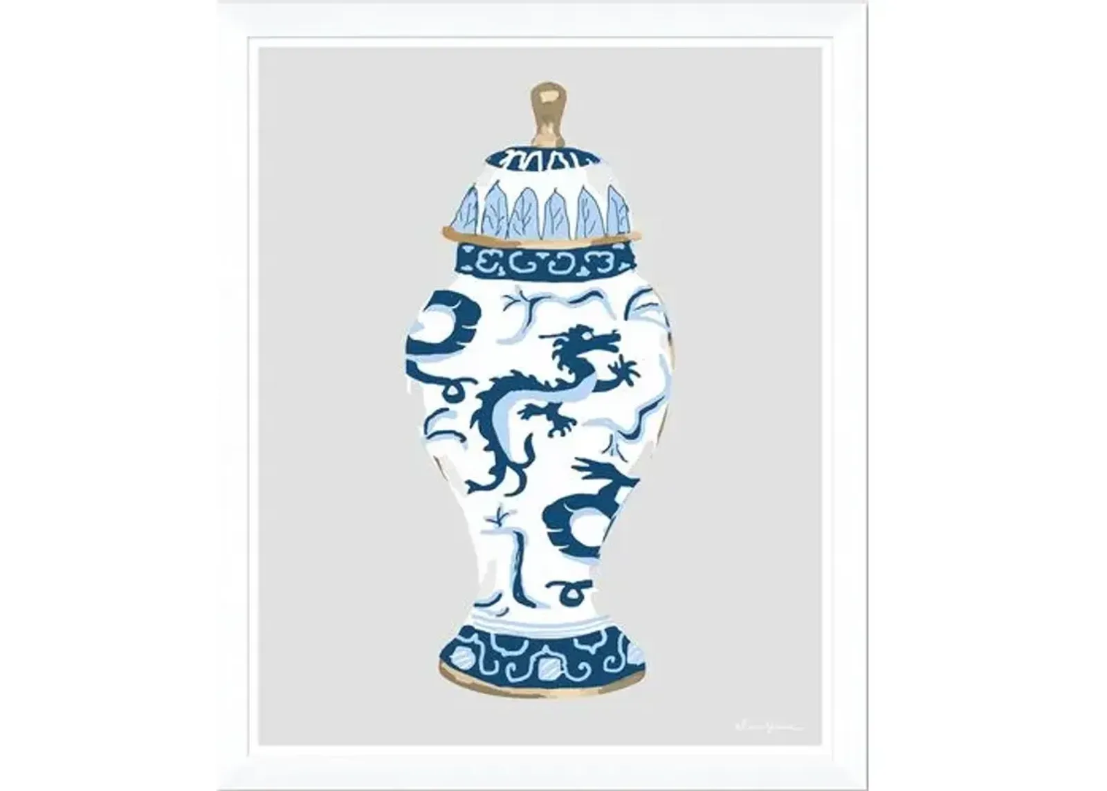 Dana Gibson - Dragon Jar in Blue - Soicher Marin - White