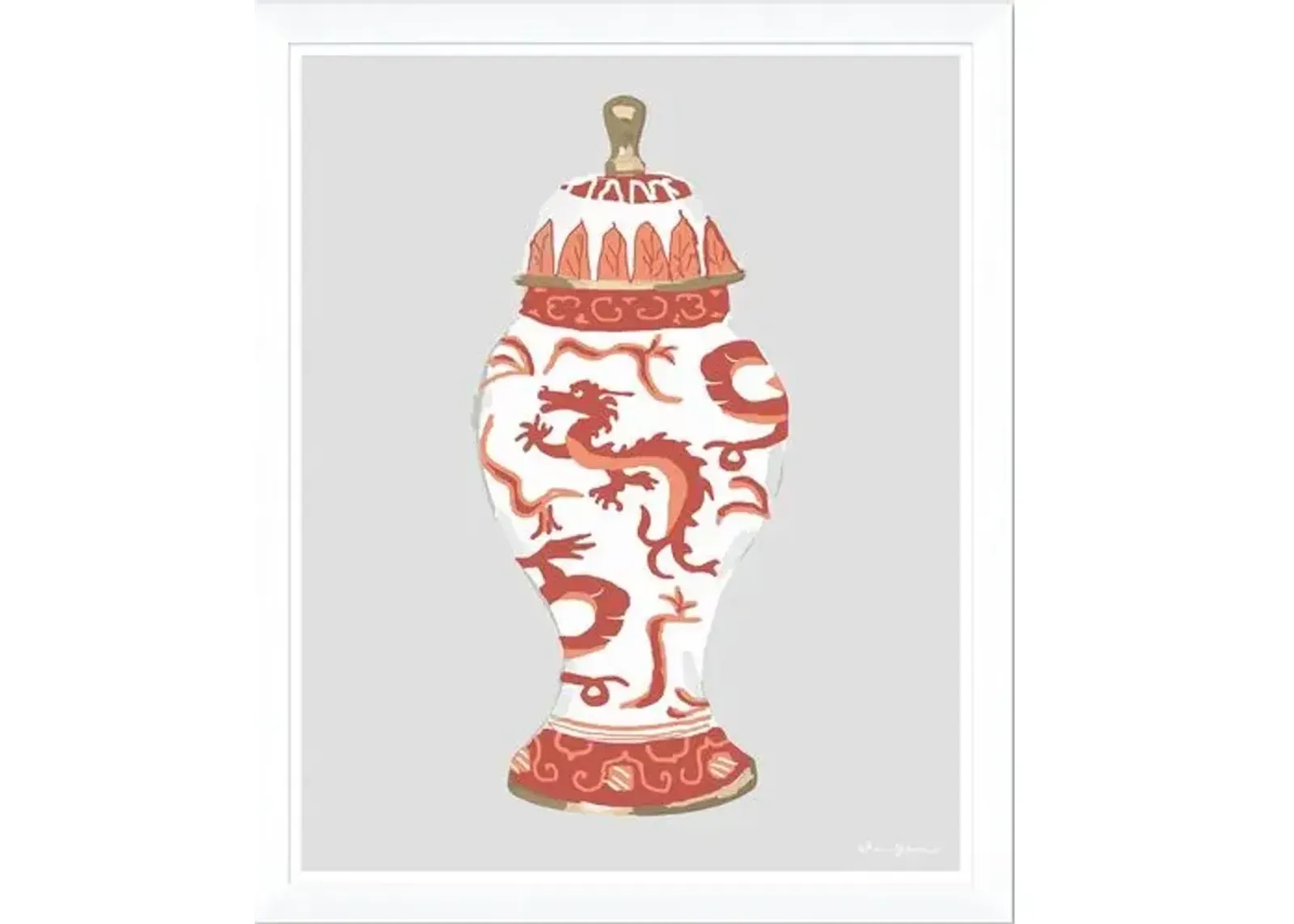 Dana Gibson - Dragon Jar in Orange - Soicher Marin - White