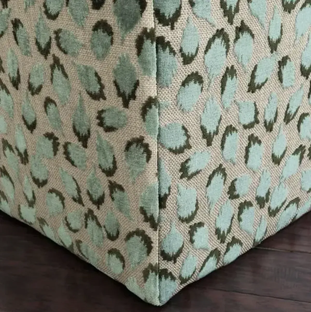 Trinka Chenille Velvet Cube Ottoman - Green